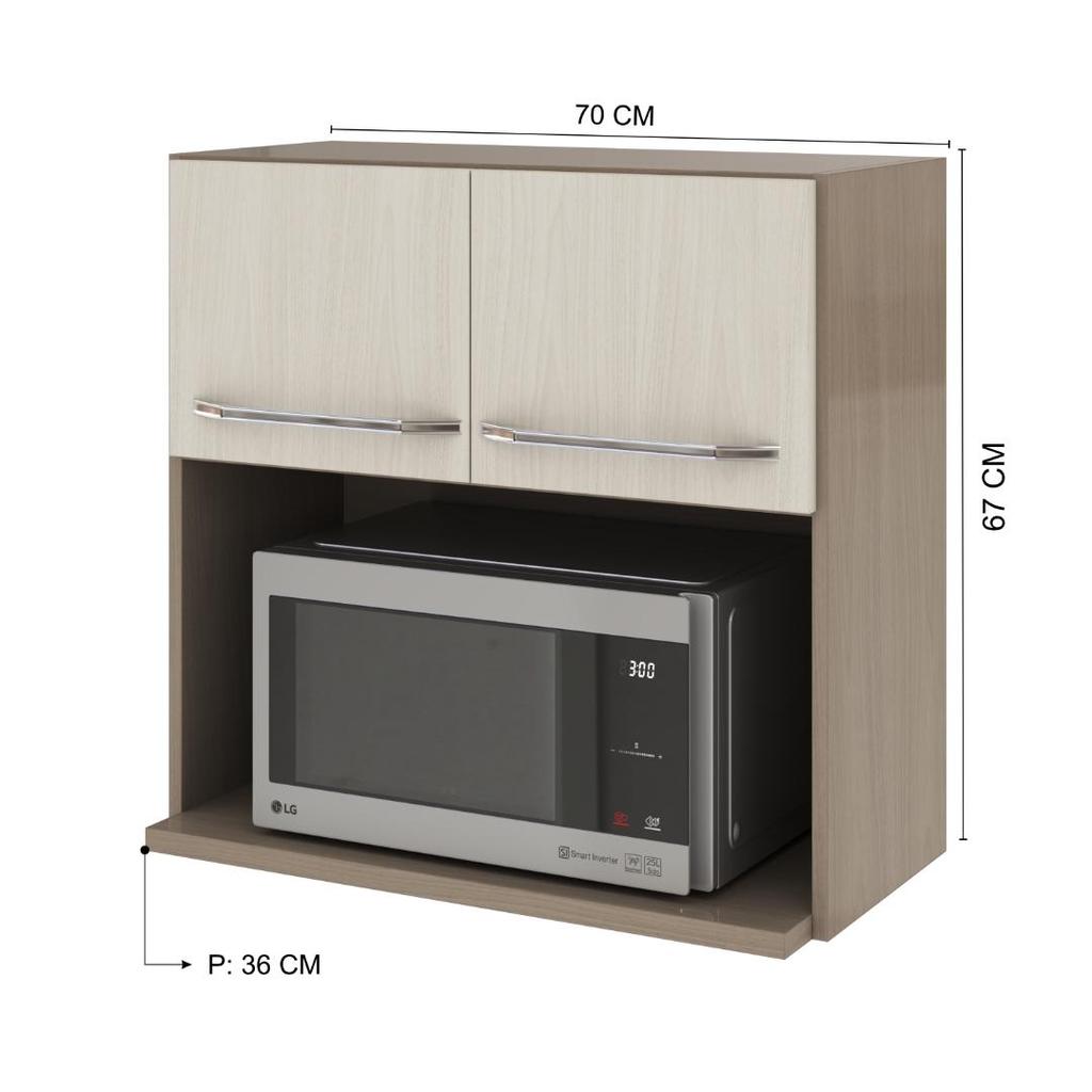 Armário Aéreo Modulado Para Microondas Fidelitá Paris 70cm 2 Portas Nogal/Salinas · foto 2