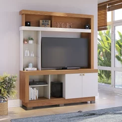 Estante para TV e Home Theater até 50 Polegadas 160,3CMX188CM 2 Portas Valença Marrom Freijó/Off White