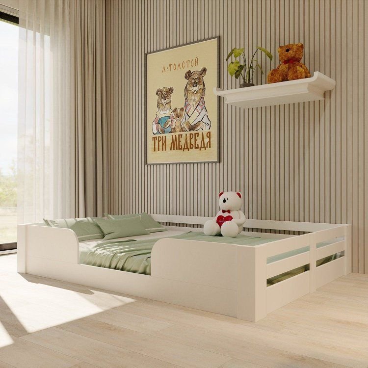 Cama Infantil Montessoriana Casal Liz Casatema MadeiraOriginals Branco Branco