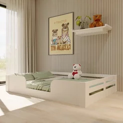 Cama Infantil Montessoriana Casal Liz Casatema MadeiraOriginals Branco Branco