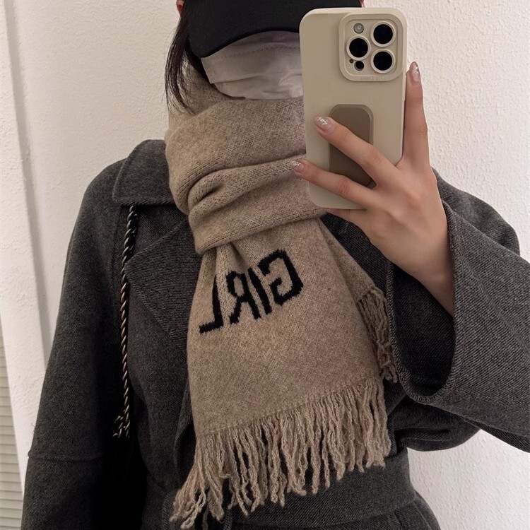 2026 letras japonesas nicho High-End sentido cachecol feminino quente engrossado cachecol capa xale