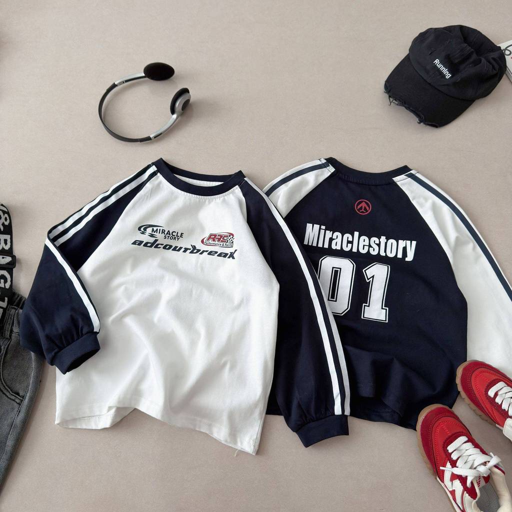 Crianças primavera outono novo estilo puro algodão manga comprida camiseta meninos Raglan ombro All-Match moletom médio
