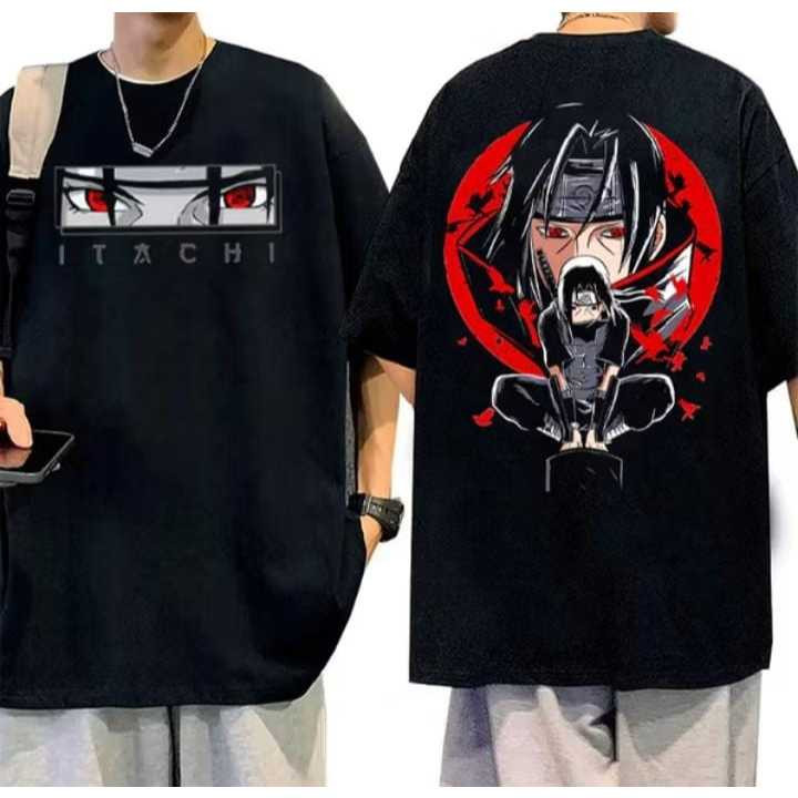 [Camiseta Premium em Algodão Puro]TAC Camiseta Básica Anime Naruto Itachi Camisa 100% Algodão Streetwear Lançamento