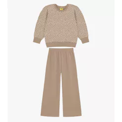 Conjunto Blusão Com Calça Feminino Rovi Kids Marrom