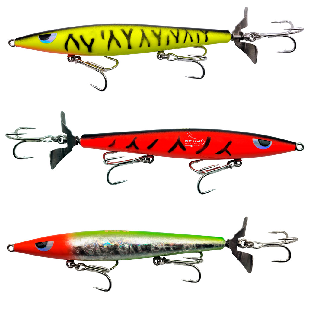 Kit 3 Grandes Isca Madeira Hélice Torpedo Yara Devassa Slim14cm -35g Ganchos 6X Forte 3 Cores