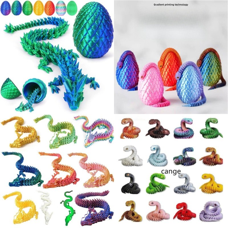 Ovo De Dragão Impresso Em 3D , Brinquedo Articulado De Animais De Cristal Para Impressora 3D Meninos Adolescentes E Cria