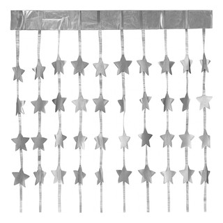 Cortina Metalizada Estrelas 1x2m Decoração Festa Eventos