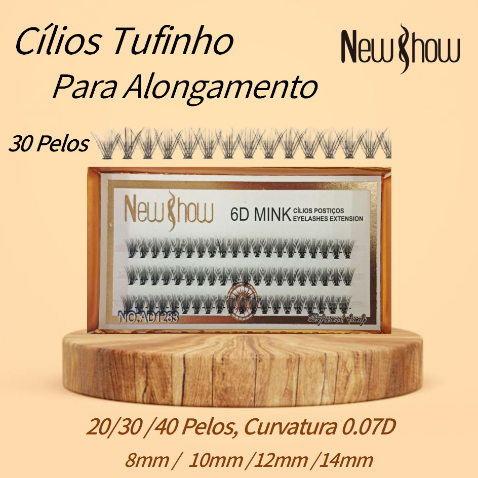 New Show Cílios Postiças Tufinhos Fio a Fio Volume 30 Pelos 0,07D Curvatura, 8-14mm Alongamento Extensão Profissional
