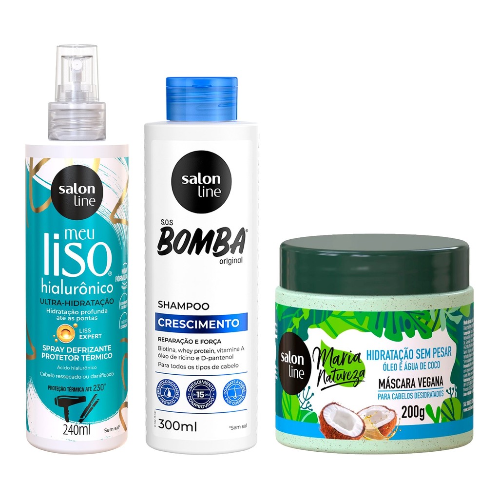 Kit para Cabelos Lisos e Hidratados Salon Line em Oferta na Shopee