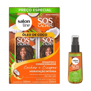 Kit Shampoo e Condicionador + Óleo SOS Cachos Óleo de Coco em Oferta na Shopee
