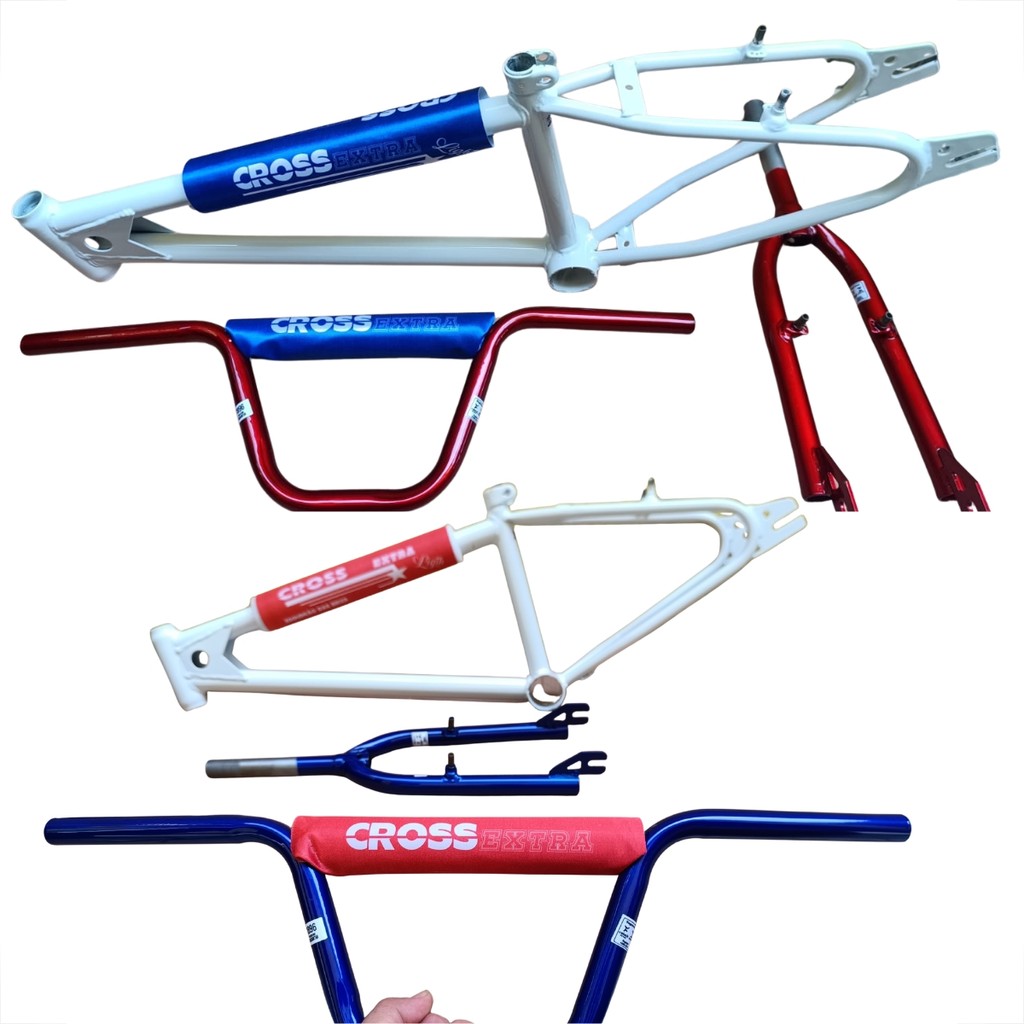 Quadro Cros Aro 20 Retrô Estilo Anos 80 Aço Carbono Completo Com Garfo E Guidão Bike Clássica Espuma