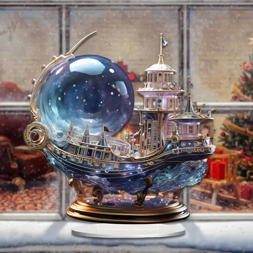 2D Barco Acrílico Plano Navio Pirata Ornamento De Cruzeiro Decoração Náutica Mesa Decorativo Para Tema Oceano De Casa