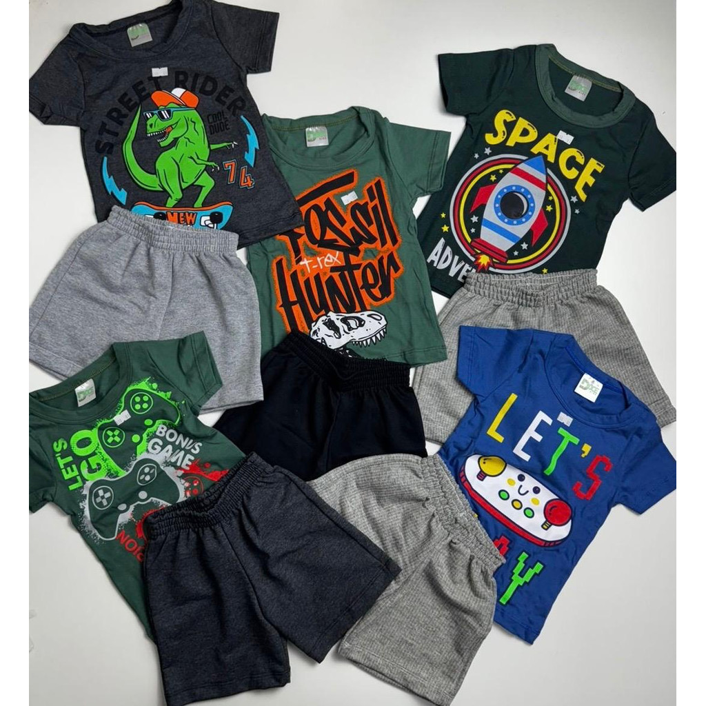 Lote 10 Peças Roupa Menino Infantil Verão Camisa Blusa Shorts Bermuda 1 ao 8