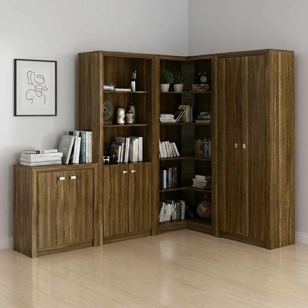 Kit 4 Armários para Escritório com Estante  Nogal em Oferta na Shopee