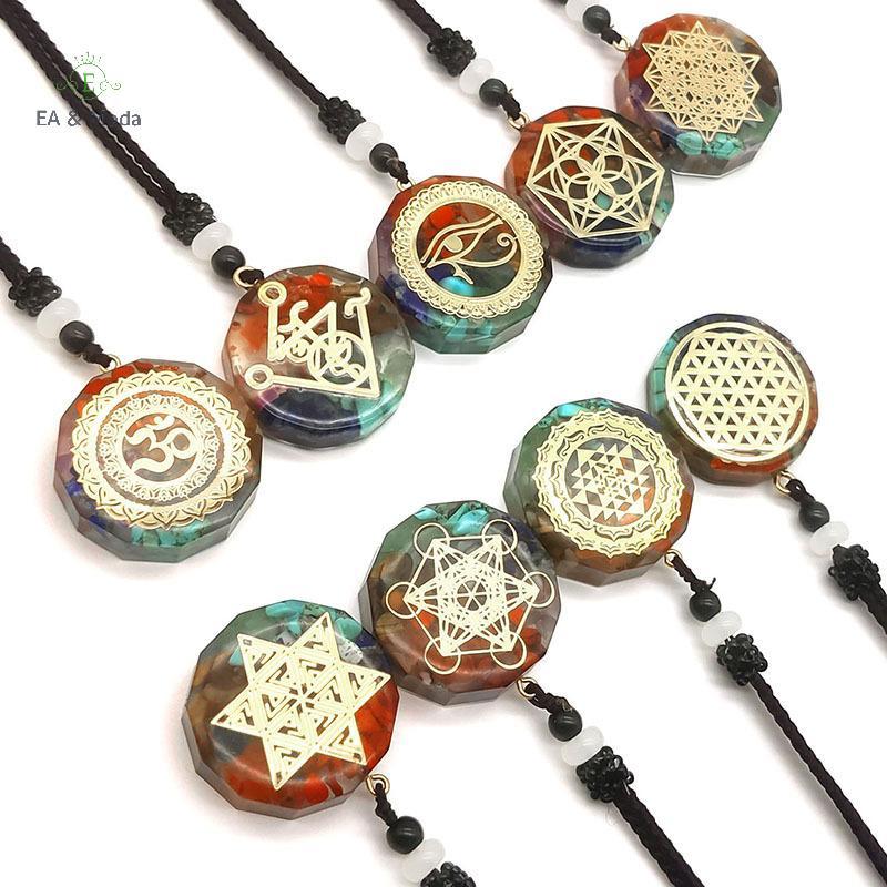 EA & Moda Gerador De Energia Amuleto 7 Chakras Pingente Colar Orgonite Meditação Equilíbrio Emf Proteção Pescoço Corda C