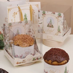 10 CAIXA PARA PANETONE 500G COM TAMPA DE ACETATO CANDURA 5101 ( JANGO NATAL 2025 )