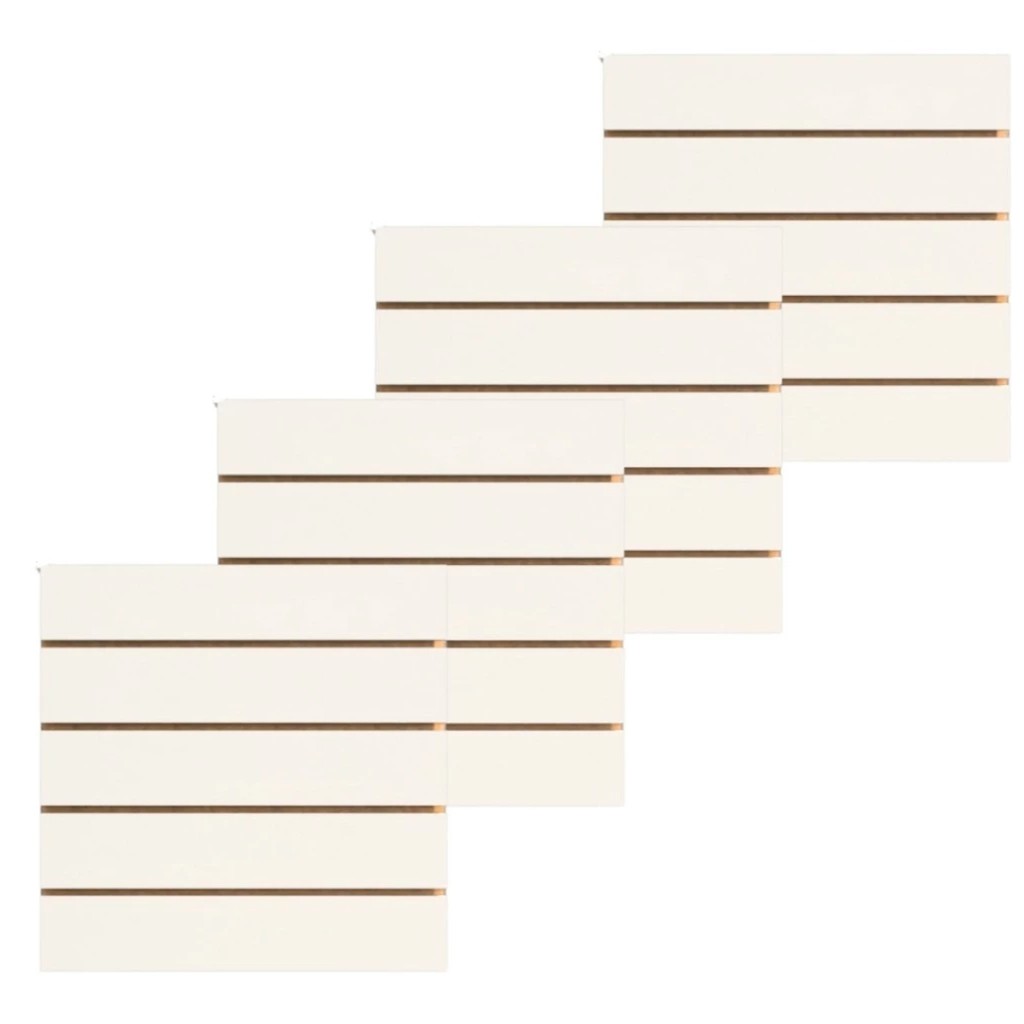 Kit 4 Painéis Canaletados para parede em MDF 60x60 Branco painel expositor
