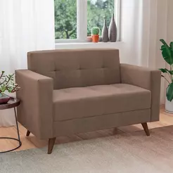 Sofá 2 Lugares Vitrola Suede Tabaco 123 cm