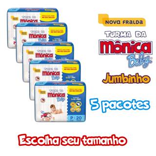 Kit C/5 Pacotes de Fralda Turma Da Monica  Jumbinho RN,P,M,G em Oferta na Shopee