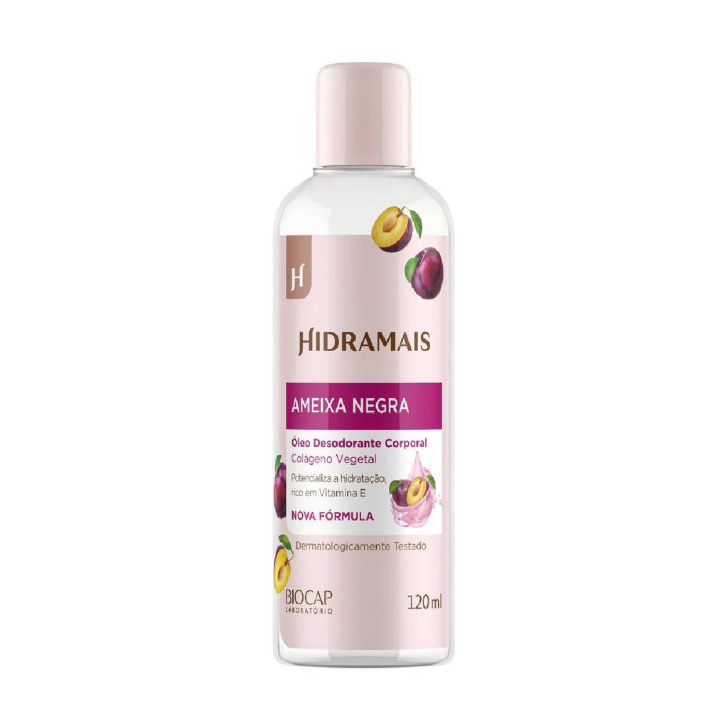 Óleo Desodorante Hidratante Corporal Ameixa Negra Hidramais 120ml com Colágeno Vegetal e Vitamina E