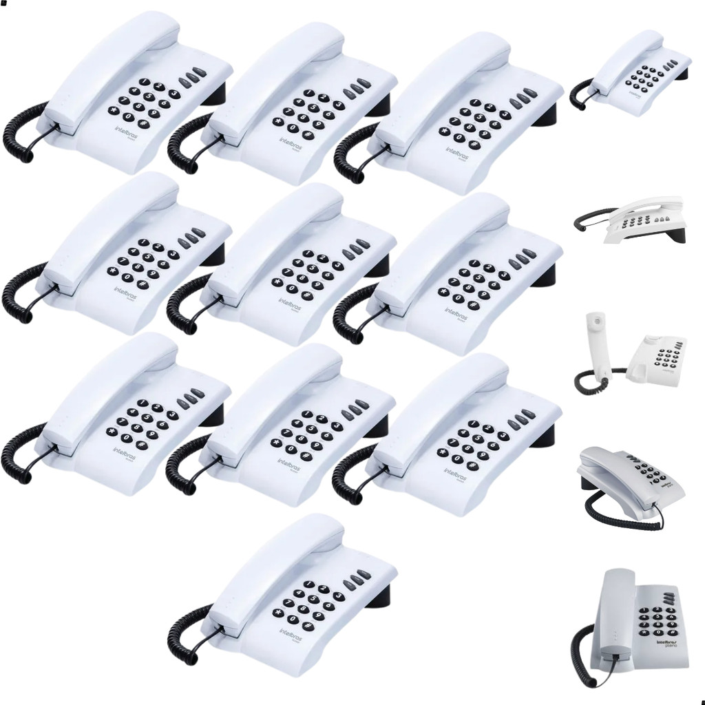 Kit 10 Telefones com Fio Intelbras Pleno Resistentes e Práticos para Escritório Empresa Hotel