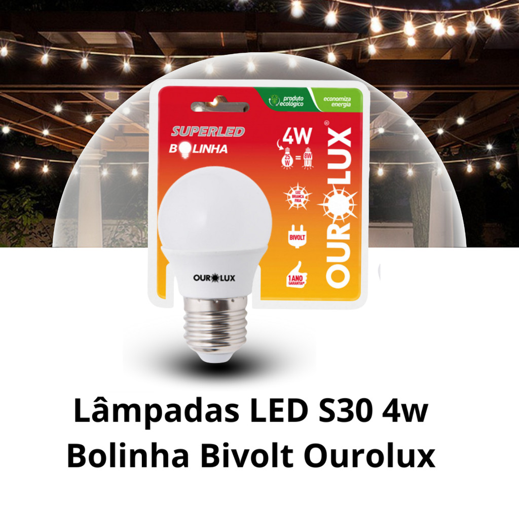 Kit 5 Lâmpada Led S30 4w Bolinha Bivolt Ourolux