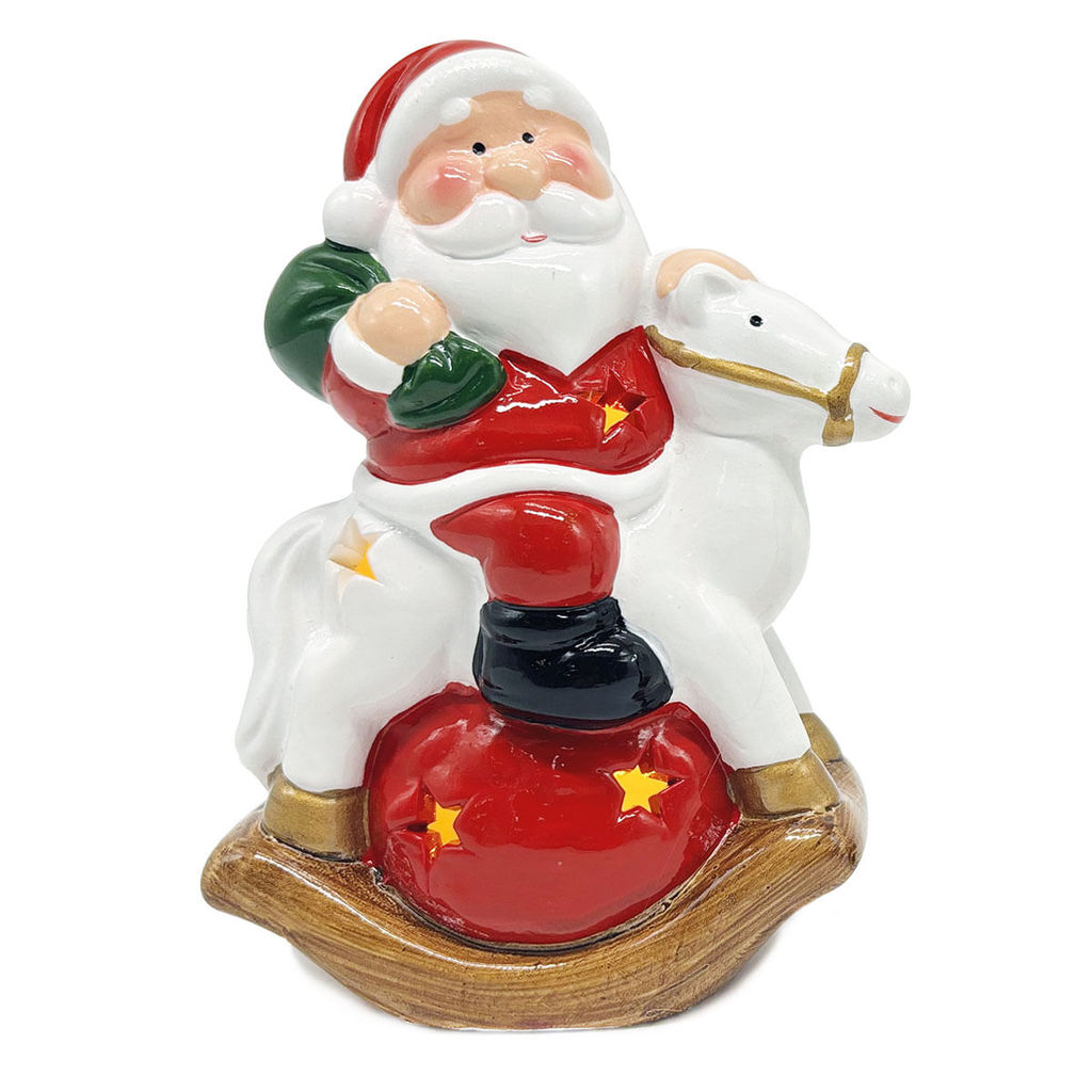 Boneco Natalino Decorativo Led 13,6x9,8cm em Cerâmica Wincy