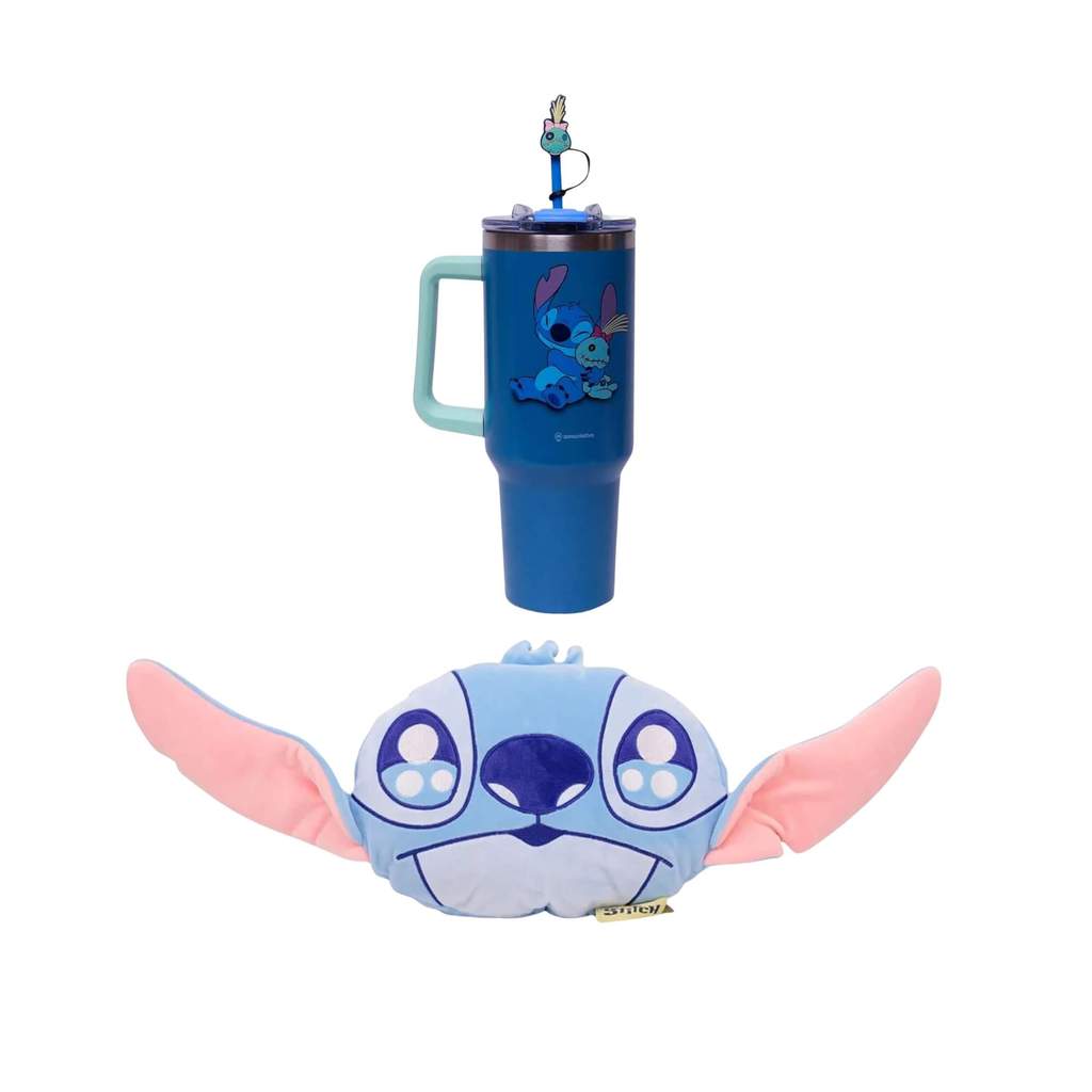 Kit Stitch: Copo Tumbler Térmico 1,15L + Almofada Huggy Disney - Zona Criativa em Oferta na Shopee