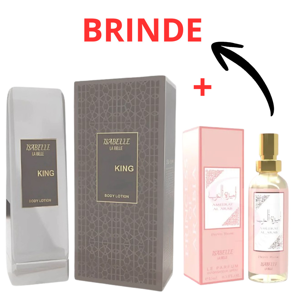 Kit Creme Bharara King e + Perfume Arabe Ameerat Al Arab 15ml Hidratante Corporal 200ml