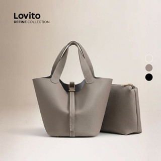 (Bags) Lovito Refine Elegante simples grande capacidade elegante pequena bolsa de ombro para mulher LFAR11012 em Oferta na Shopee