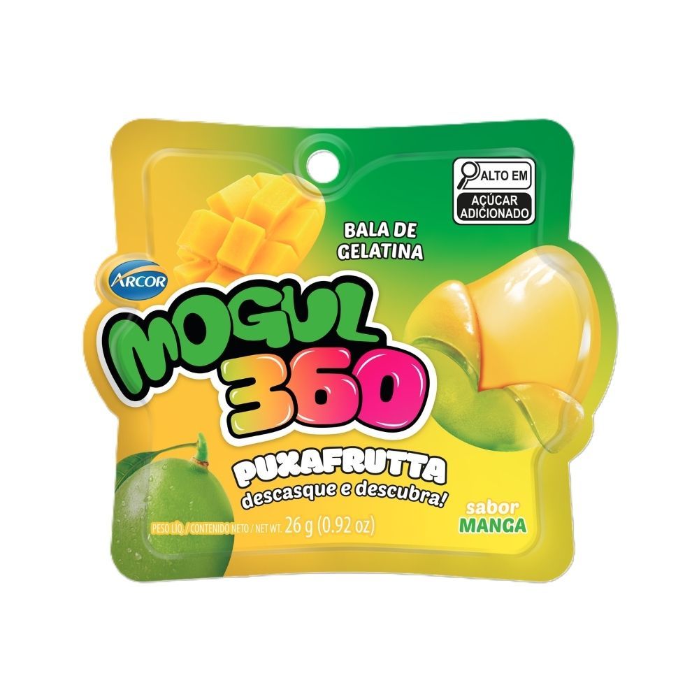 Bala de Gelatina Arcor Mogul 360 Puxa Frutta Sabor Manga 26g