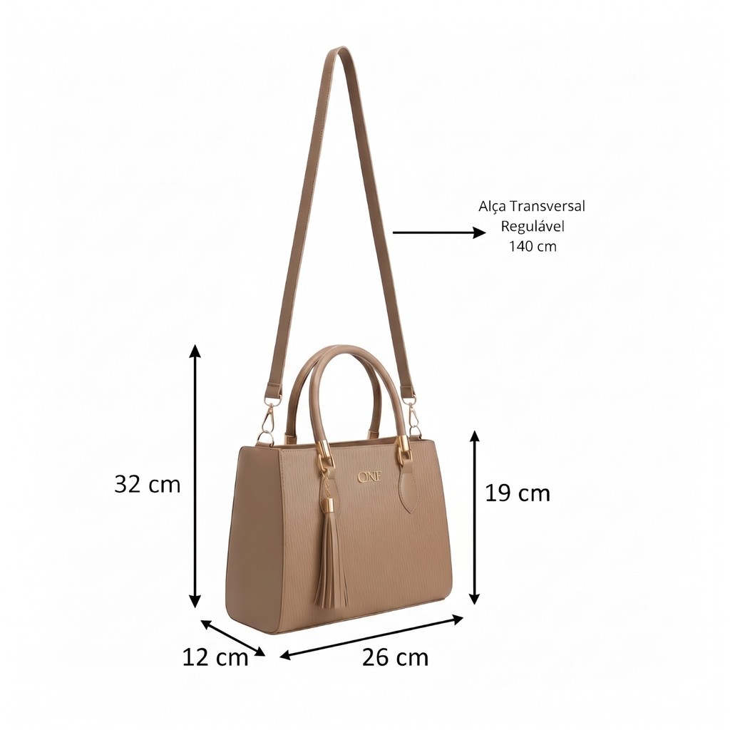 Kit Bolsa Feminina Sacola Grande + Bolsa Média + Tira Colo + Carteira