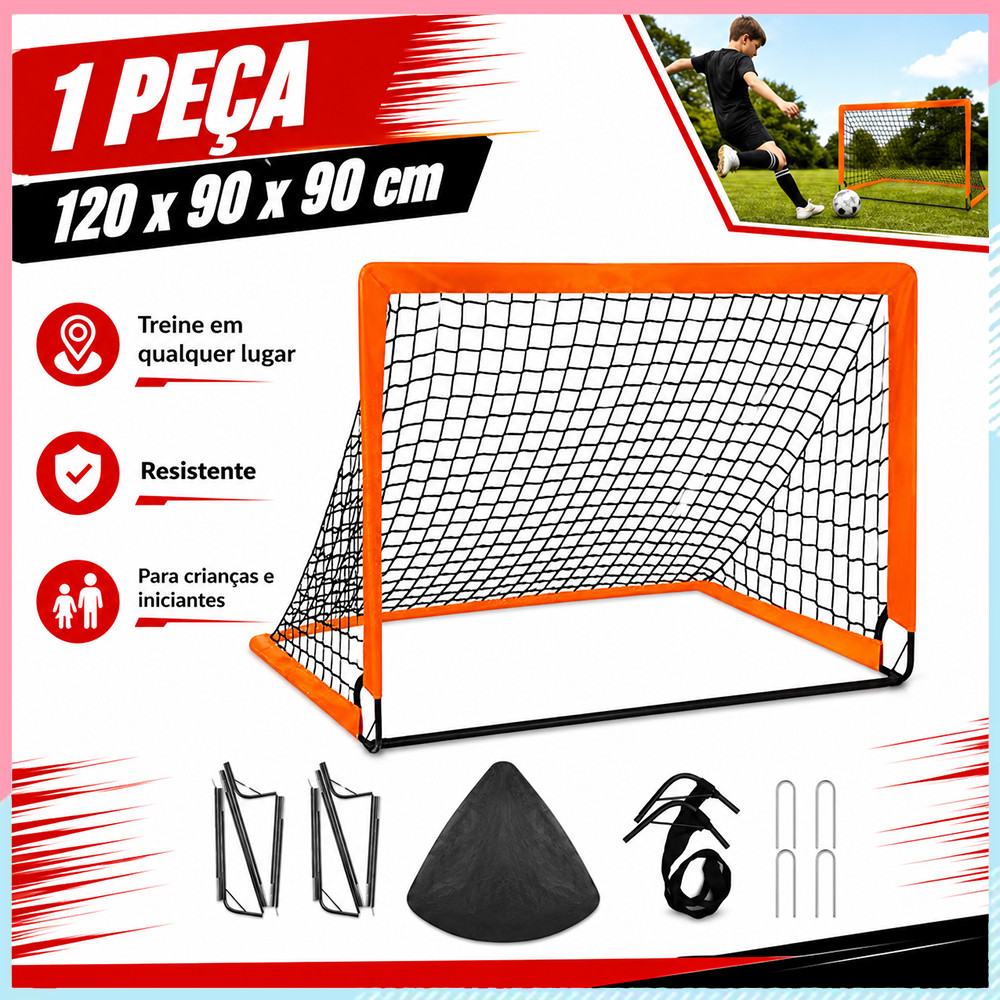 120 x 90 cm, Conjunto de rede de gol de futebol 2 em 1, gol de futebol dobrável portátil para treinamento de ao ar livre