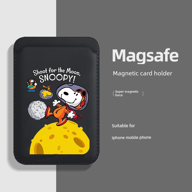 carteira magsafe Porta-cartões magnético Snoopy Magsafe adequado para iPhone15promax Novo Apple 14pro Cou