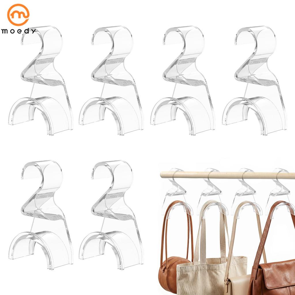 6 Pacote De Cabide De Bolsa Acrílico Transparente Para Armário , Sem Broca , Gancho , Chapéu , Cachecol E Acessório SHOP