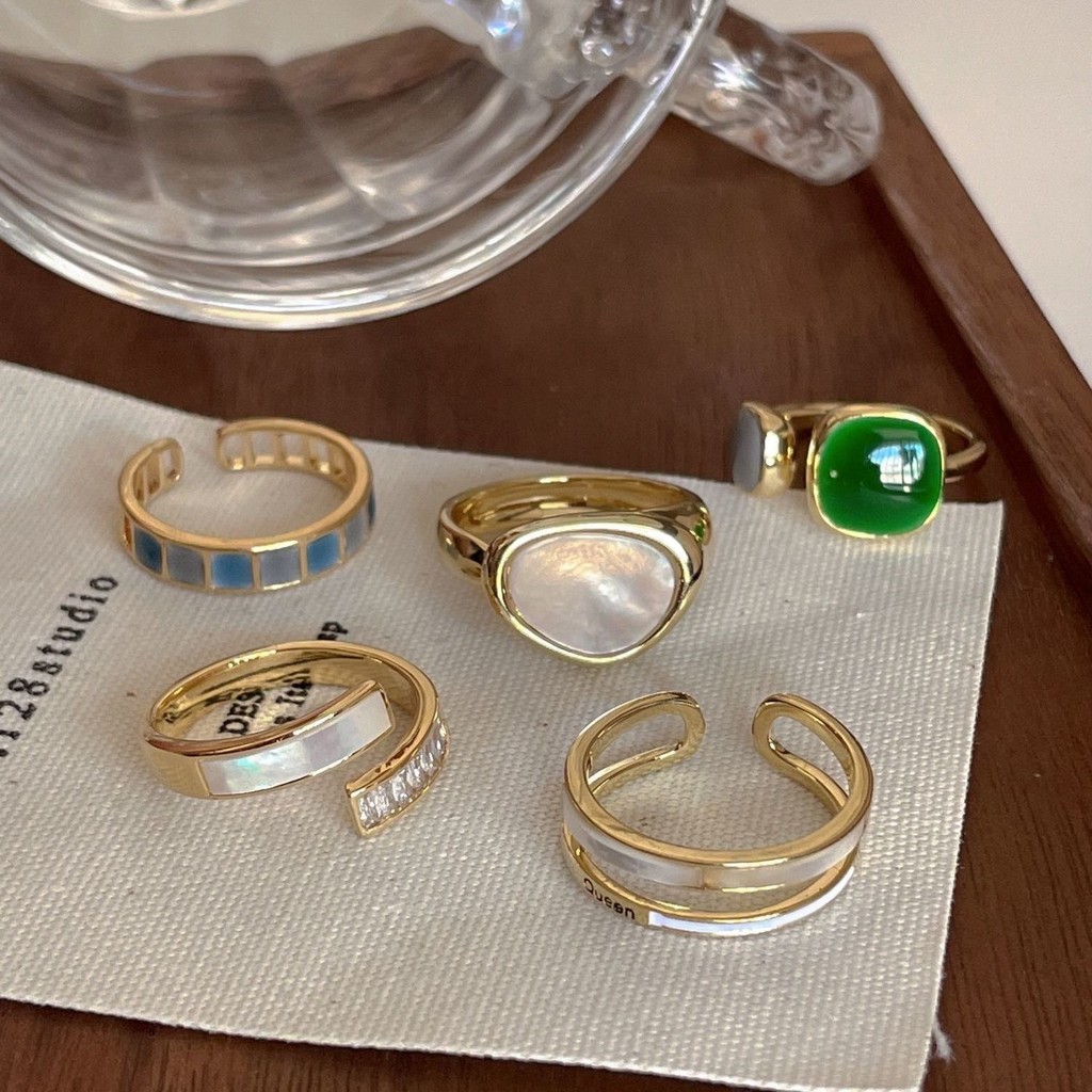 Anel de Design feminino estilo legal exclusivo nicho luz luxo na moda abertura anel ajustável esmeralda anel de dedo ind
