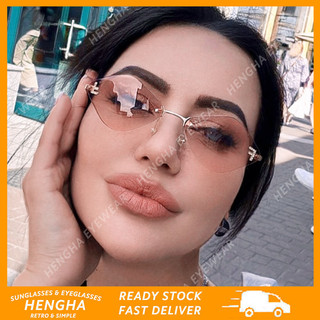 (HENGHA) Óculos de Sol Femininos Coloridos com Diamantes, Estilo Ocidental, Modernos, Sem Armação de Metal, Modelo YK4Y