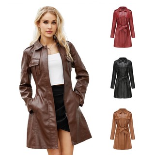 Roupas Trench Coat Inverno Para Mulheres Jaqueta Jaquetas De Couro