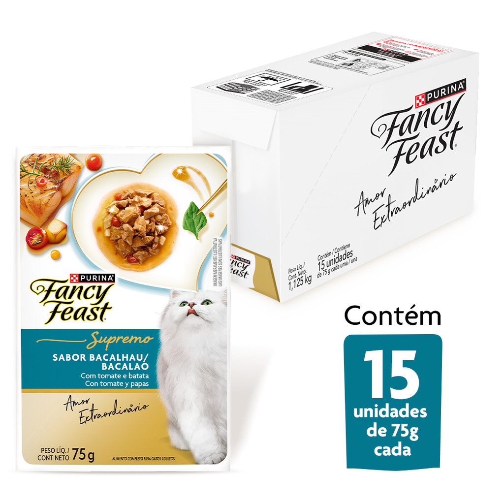 PURINA® FANCY FEAST® Supremo Bacalhau para Gatos Adultos 75g - 15 unidades