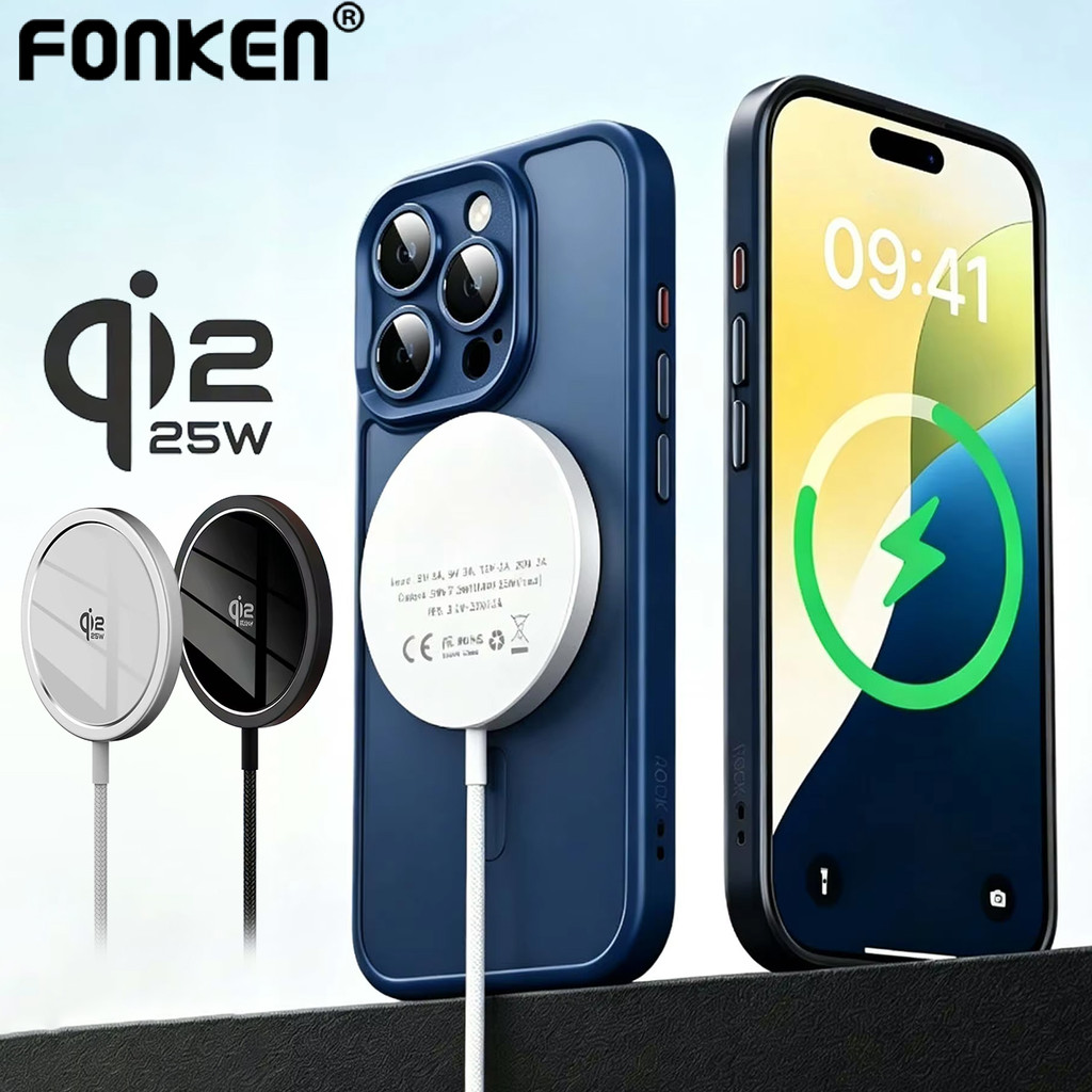 Fonken Qi2 25W Carregador Magnético Sem Fio Type C Almofada De Carregamento Rápido Para Telefone