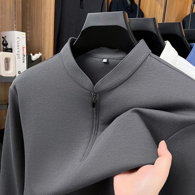 Camiseta masculina de manga comprida com gola alta, camiseta masculina de primavera e outono, roupa de rua, roupas super