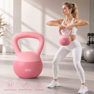 Kettlebell Macio Antiderrapante Diversos Pesos para Treino Funcional, Fitness e Musculação