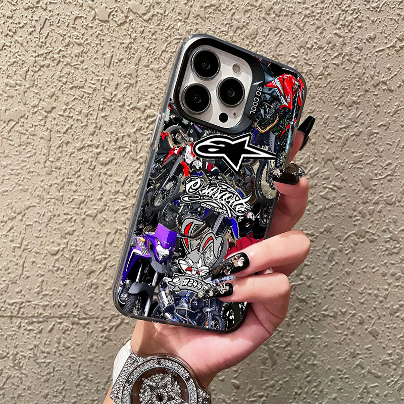 Capa para celular com estampa de motocicleta do Pernalonga,Compatível com Samsung/Apple 17 16 15 Feita de silicone TPU