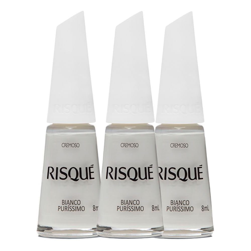 Kit 3 Esmalte Risqué Branco Cremoso Branco Puríssimo 8ml