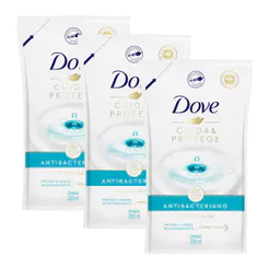Kit 3 Sabonete Líquido Dove Antibacteriano Cuida e Protege Refil 200ml