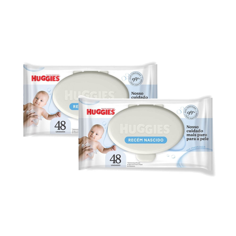 Kit 2 Lenços Umedecidos Huggies Recém Nascido 48 Unidades