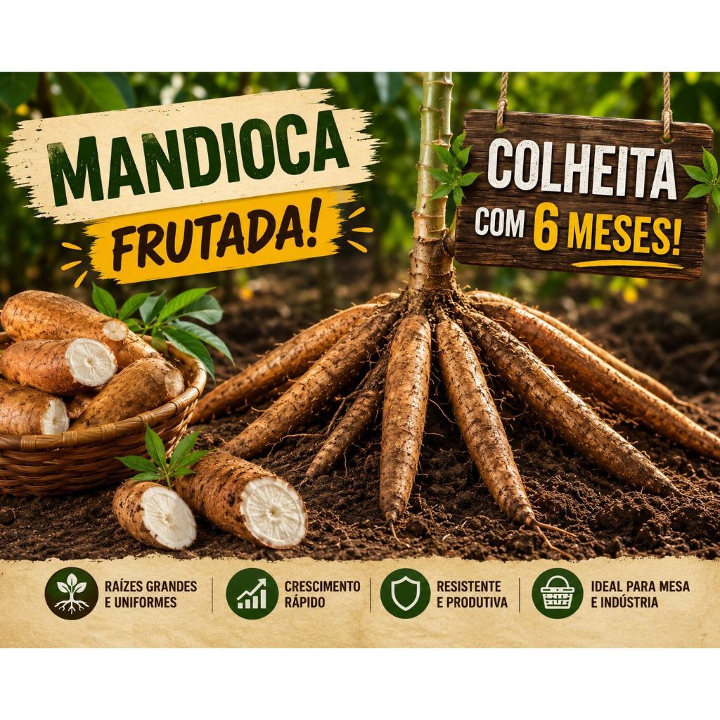 Ramas De Mandioca Frutada Doce In-natura Mandioca Super Doce Raridade