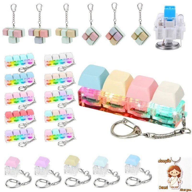 Dedo Teclado Brinquedos Fidget 4 Teclas Clicker Brinquedo Descomprimir Chaveiro Calmante Alívio Do Estresse