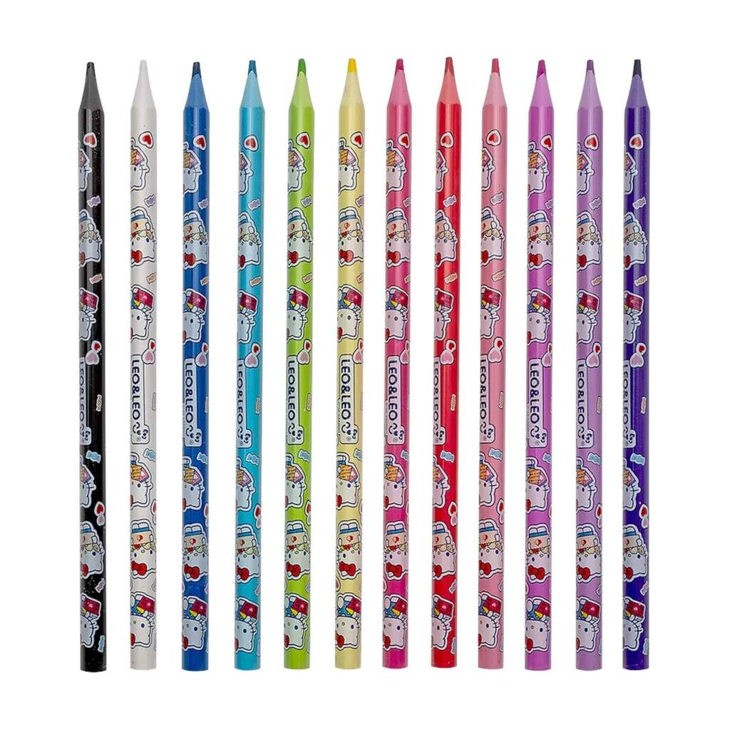 Lápis de Cor Triangular Hello Kitty 12 Cores Leo&Leo Leonora - 10255 — imagem 2 de 2