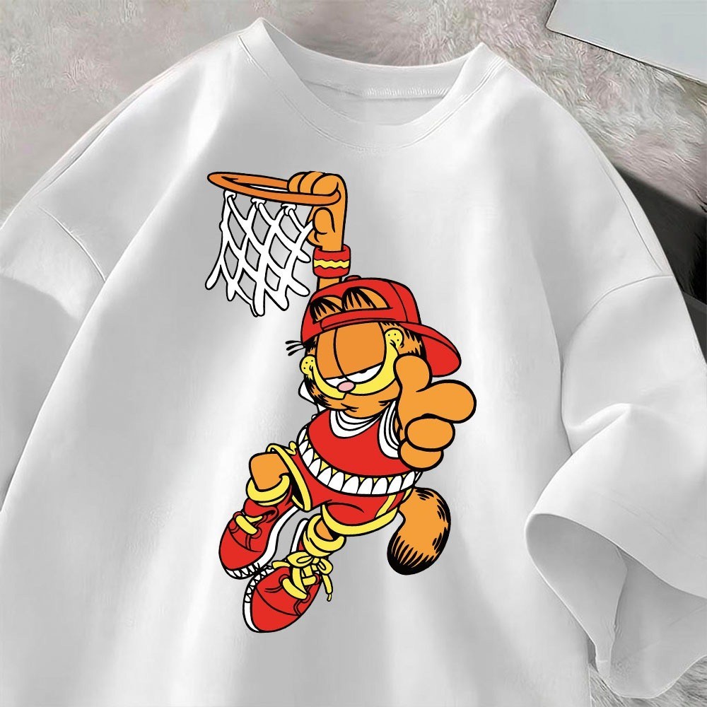 Camisa Unissex Estampada Garfild Basquete Casual 100% Algodão Envio Rápido